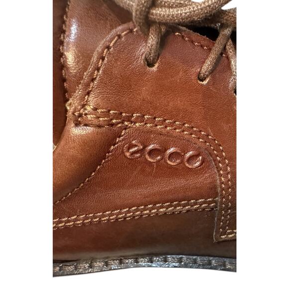 Ecco Helsinki Oxfords Loafer Shoes Mens Sz 8-8.5 US 42 EU Brown Leather Lace Up